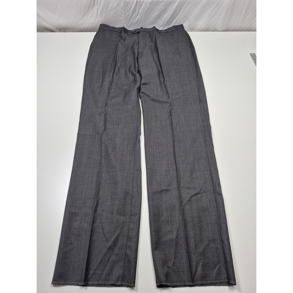 Leonardo Valenti Dress Pants Mens 40x37 Gray Wool Flat Front Super 150s Unhemmed